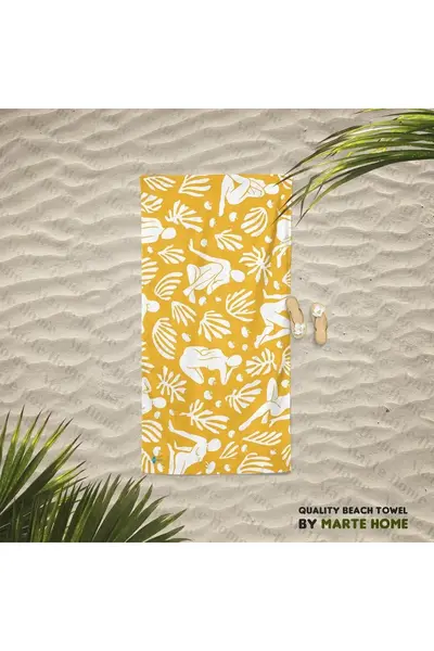 Marte Home Datça - Mustard Nude pattern Printed Beach Towel