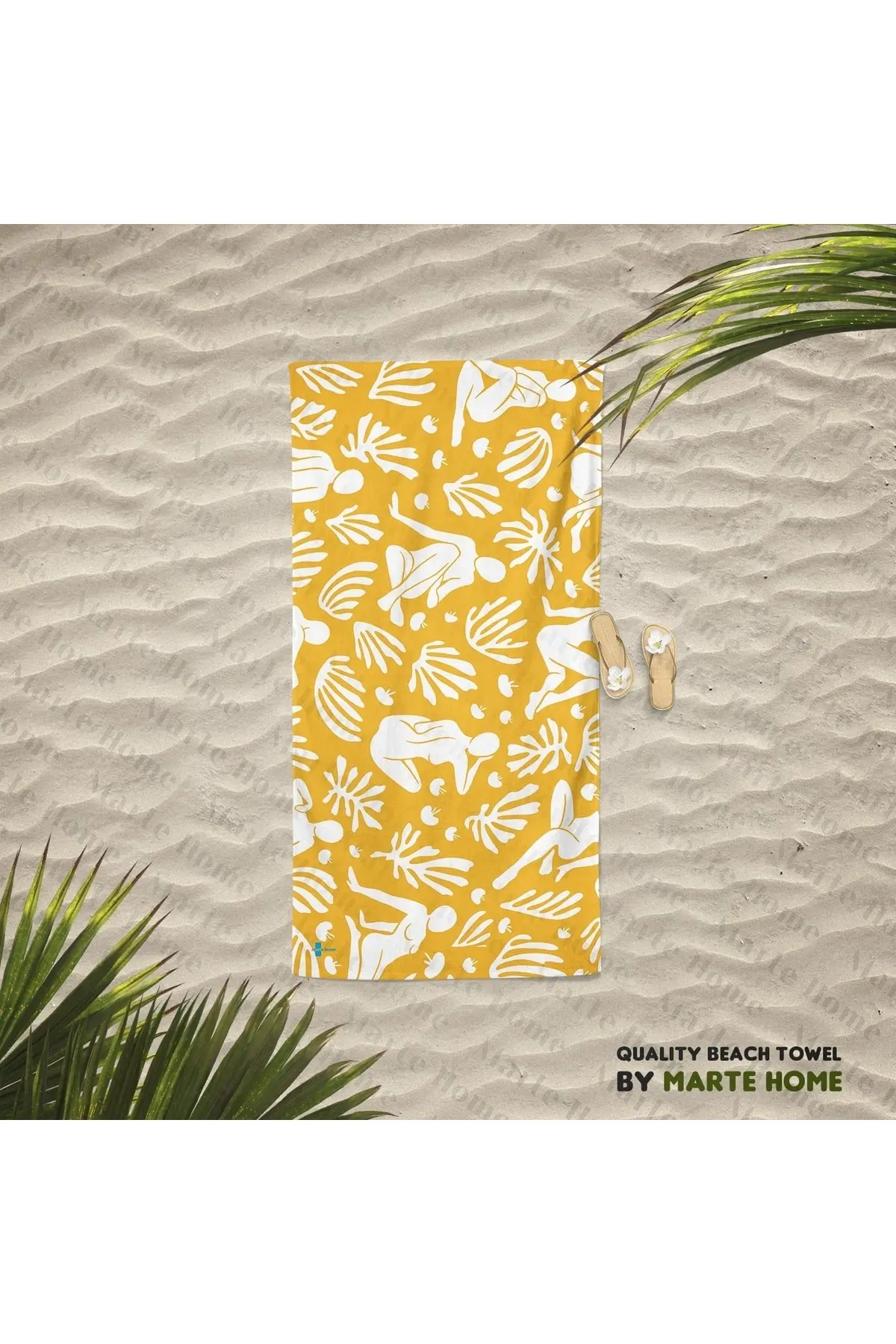 Marte Home Datça - Mustard Nude pattern Printed Beach Towel