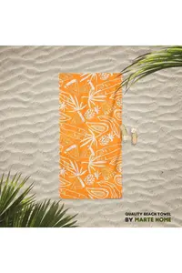 Marte Home Datça - Orange Tropical Pattern Printed Beach Towel - Image 2