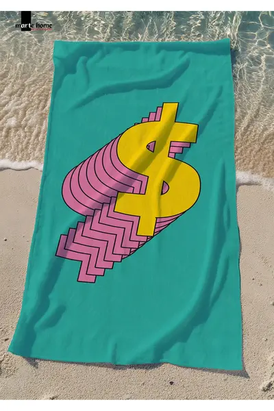 Marte Home DOLLAR SIGN $ Printed Colorful Beach Towel