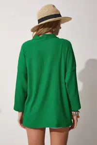Happiness İstanbul Women's Green Layered Collar Textured Seasonal Jacket - Image 5