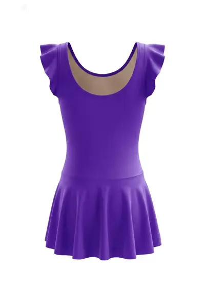 Endeep Girls' Ruffle Detailed Purple Skirt Dress Swimsuit