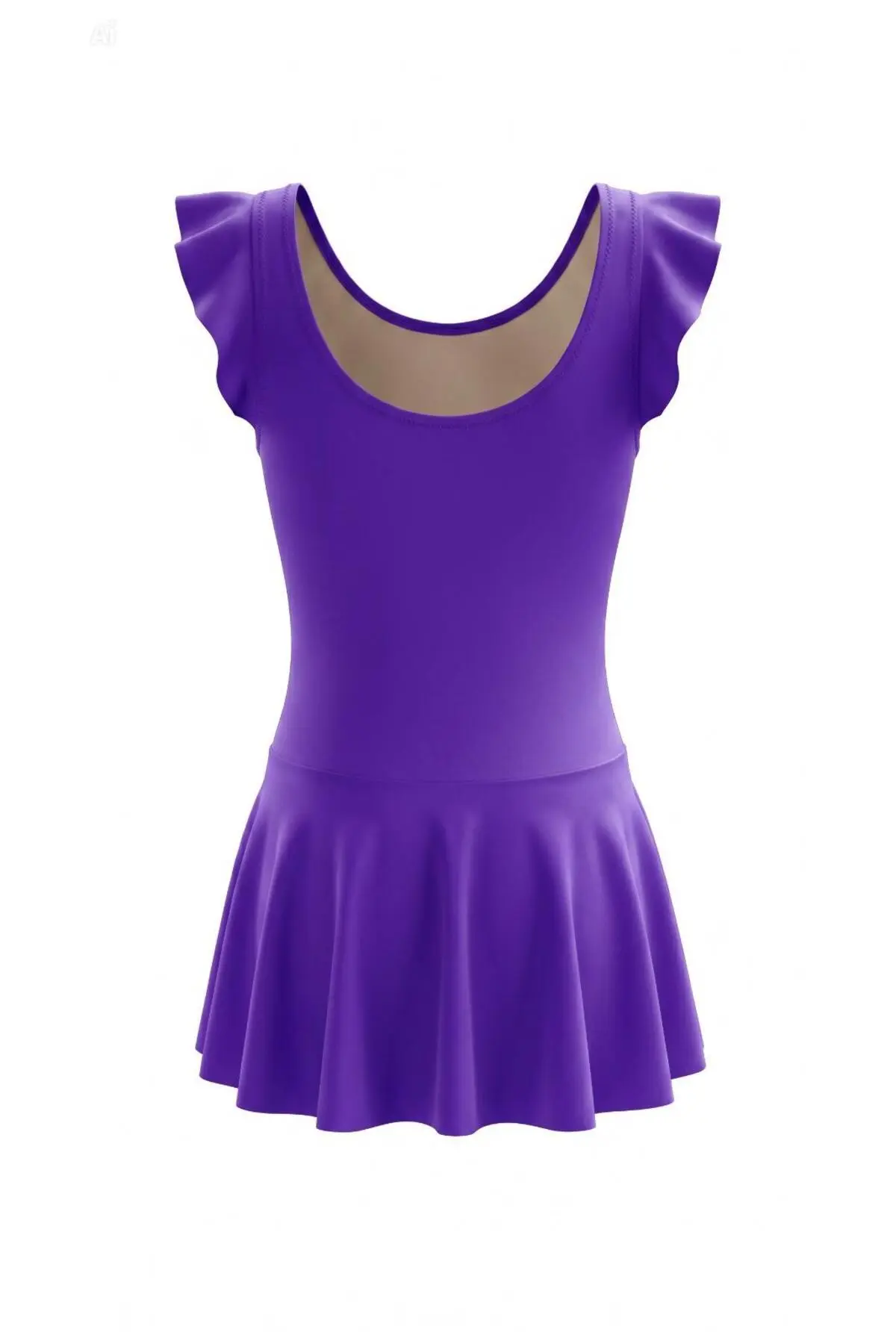 Endeep Girls' Ruffle Detailed Purple Skirt Dress Swimsuit