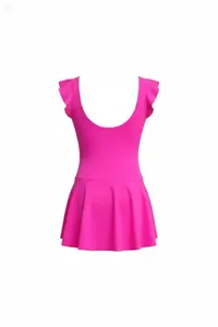 Endeep Girl's Ruffle Detailed Vivid Pink Skirt Dress Swimsuit - Image 2