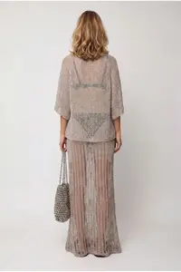 Olalook Women's Stone Metallic Textured Openwork Beach Skirt - Image 5