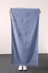 FAVORA Trend 100% Cotton Embossed Beach Towel - Blue