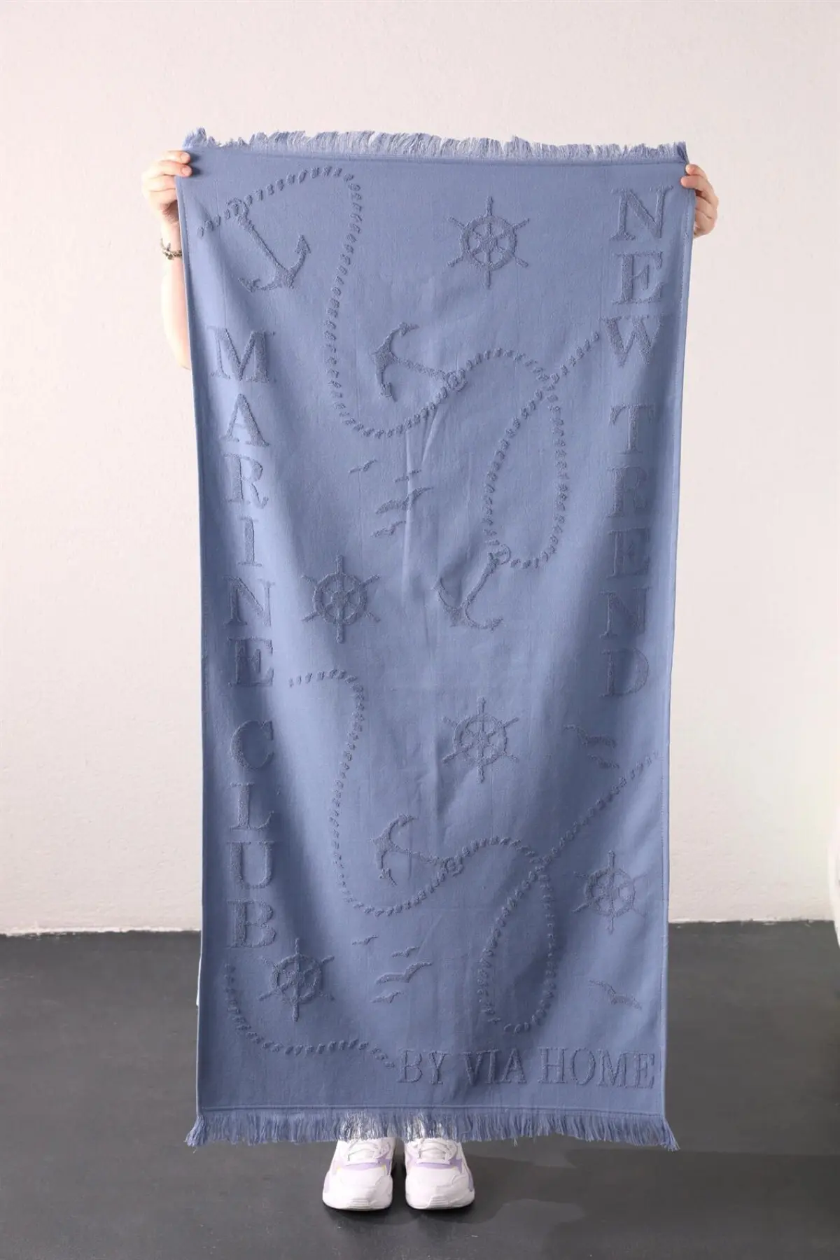 FAVORA Trend 100% Cotton Embossed Beach Towel - Blue