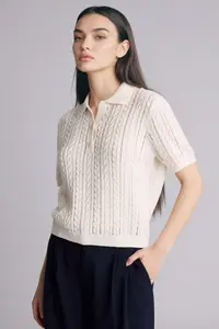 DeFacto Regular Fit Polo Neck Openwork Knitwear Sweater