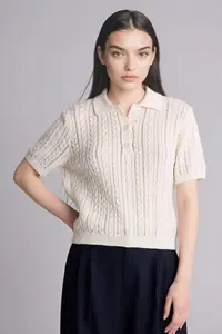 DeFacto Regular Fit Polo Neck Openwork Knitwear Sweater - Image 3
