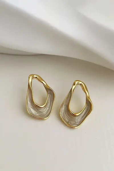 Glaren Asymmetric Mineli Gold Color Women Earrings
