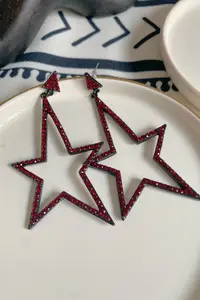 Glaren Big Yıldız Red Rocky Women Evening Gown Earrings - Image 3