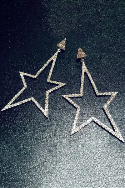 Glaren Big Star White Stone Silver Color Women's Evening Dress Earrings