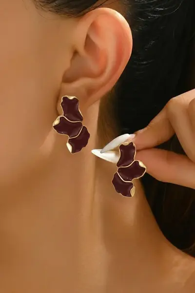 Glaren Brown Mineli Kanat Gold Color Women Earrings