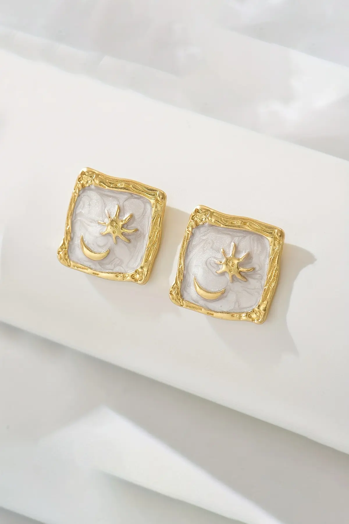 Glaren Moon Star Mineli Gold Color Women Earrings