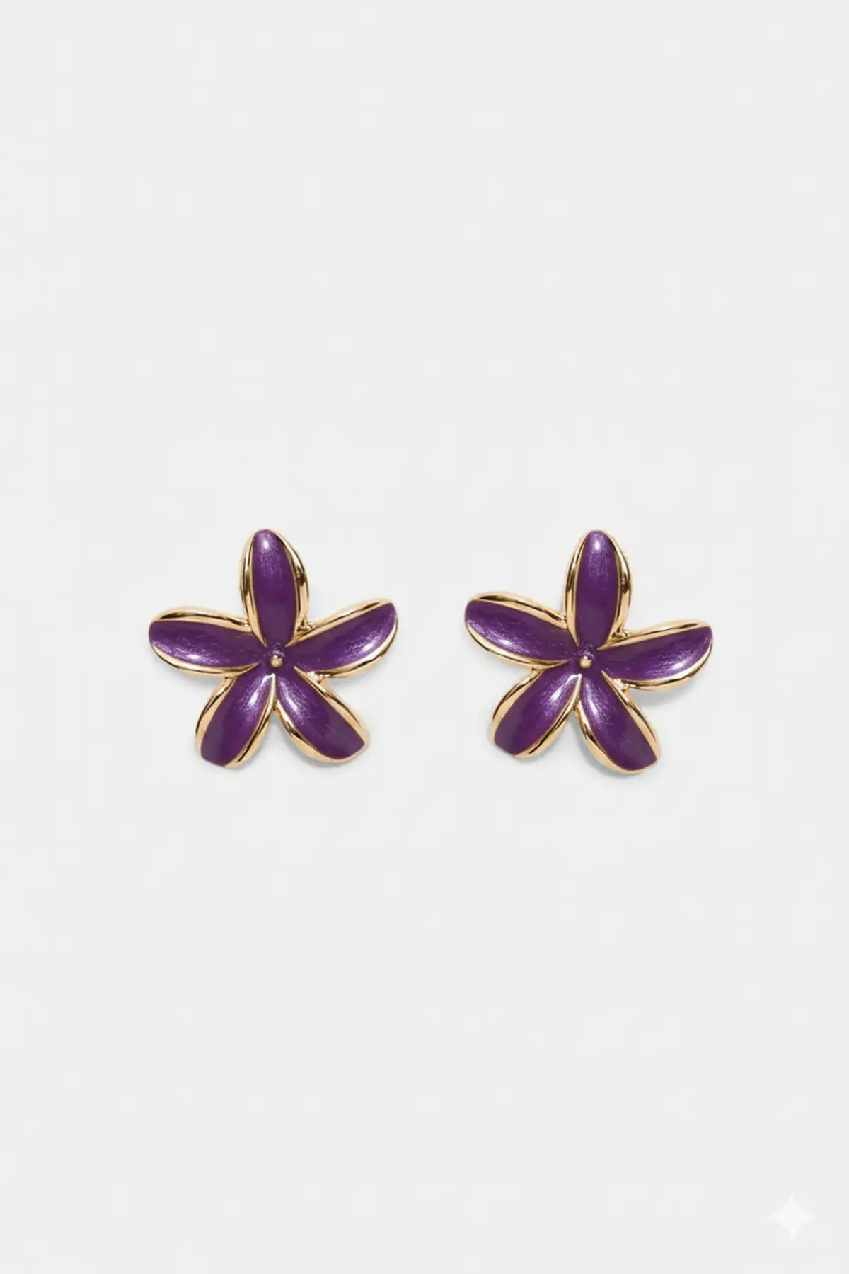 Glaren Small Purple Flower Gold Color Women Earrings