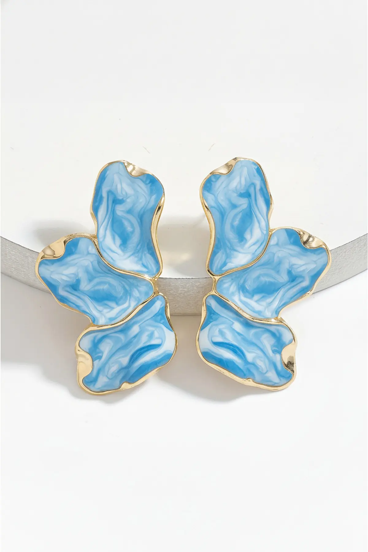 Glaren Mavi Colorful Big Yaprak Gold Color Women Earrings