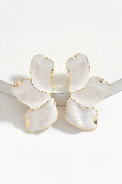 Glaren Cream Colorful Big Yaprak Gold Color Women Earrings