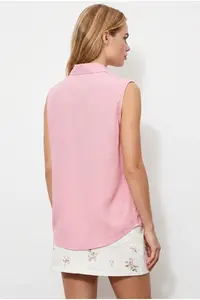 Olalook Women PINK Sleeveless Viscose Shirt - Image 6