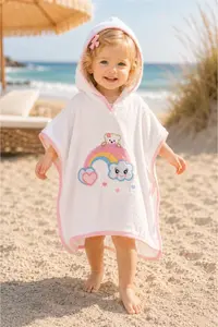 Tomuycuk Rainbow Embroidered Baby Bath Towel Pareo 100% Cotton Hooded Poncho – Soft Water Absorbent Gift - Image 3