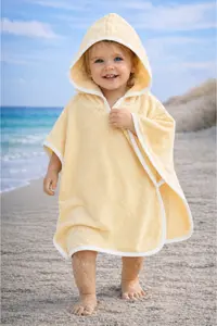 Tomuycuk Baby Girl / Boy Bathrobe Yellow 100% Cotton & Hooded Pareo - Soft & Water Absorbent Baby Towel - Image 3
