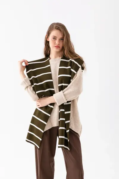 Wega Moda Square Striped Patchwork Scarf - Sports Knitwear Knitted Shoulder Scarf | Unisex Boho Shawl - Scarf