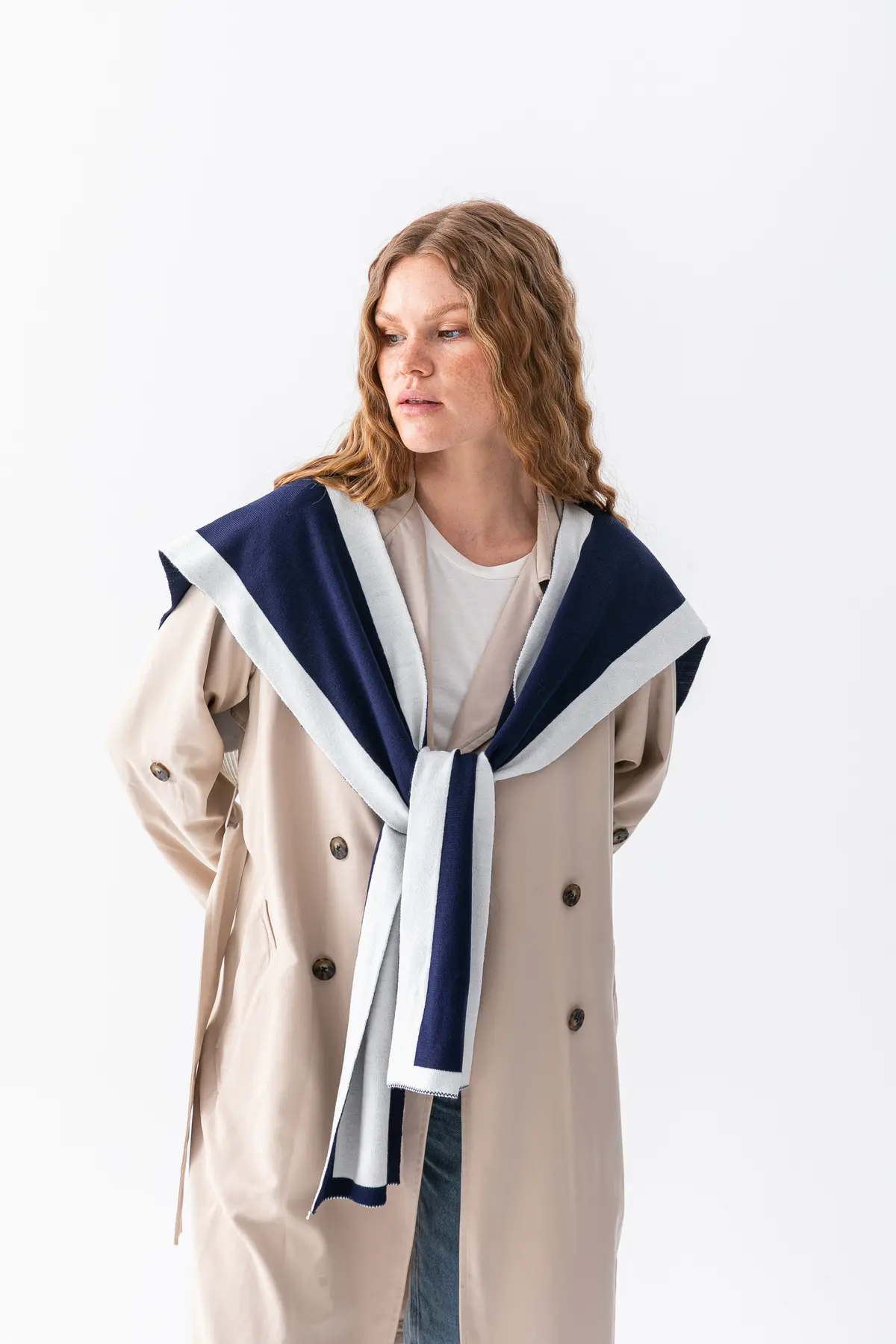Wega Moda Double Sided Patchwork Knitted Scarf - Square Piece Unisex Sports Shoulder Shawl, Boho Style Winter Scarf