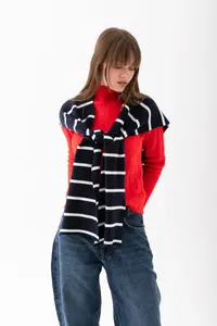 Wega Moda Square Striped Patchwork Scarf - Sports Knitwear Knitted Shoulder Scarf | Unisex Boho Shawl - Scarf - Image 5