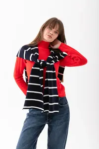 Wega Moda Square Striped Patchwork Scarf - Sports Knitwear Knitted Shoulder Scarf | Unisex Boho Shawl - Scarf - Image 6