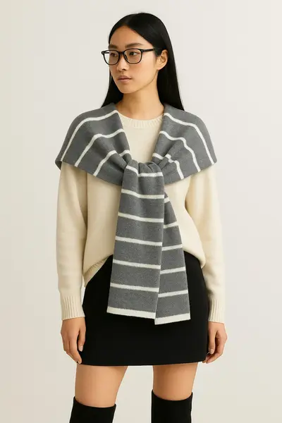 Wega Moda Square Piece Patchwork Scarf - Sports Knitwear Knitted Shoulder Scarf | Unisex Boho Shawl - Scarf