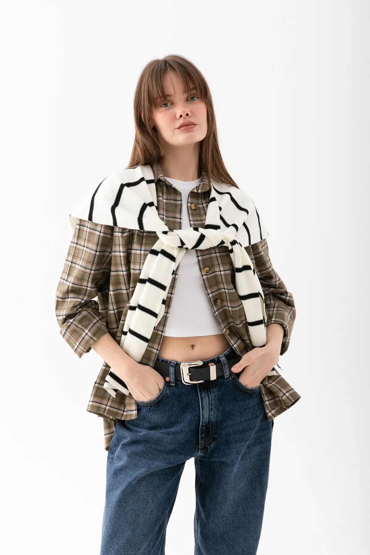 Wega Moda Square Striped Patchwork Scarf - Sports Knitwear Knitted Shoulder Scarf | Unisex Boho Shawl - Scarf