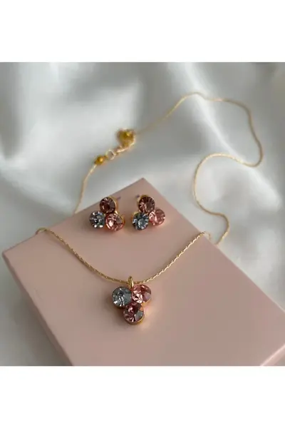 MagicStone Colorful Rocky Necklace Earrings Set