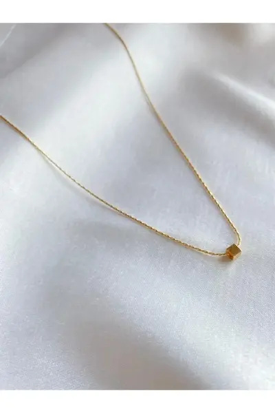 MagicStone Women Cube Detailed Gold Necklace