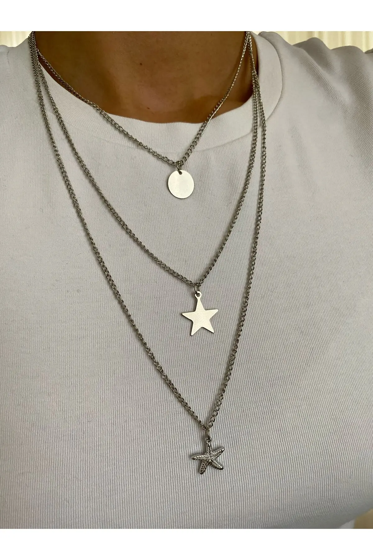 MagicStone Starfish 3 Sets Combination Silver Color Necklace