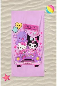 Erays Home Kuromi Colorful Patterned Digital Printed Girl's Beach Towel Cotton Beach Towel Sea Towel
