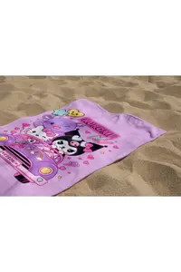 Erays Home Kuromi Colorful Patterned Digital Printed Girl's Beach Towel Cotton Beach Towel Sea Towel - Image 3