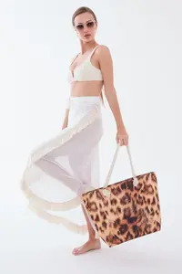 MENUSE ÇANTA Women Beach Bag Leopard Patterned - Image 2