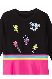 MSHB&G Emoji Black Pink Winter Girls Dress with Elastic Waist - Image 5