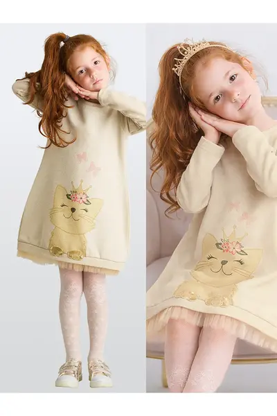 MSHB&G Cat Dream Cat Gold Dore Stringed Shiny Girl's Dress