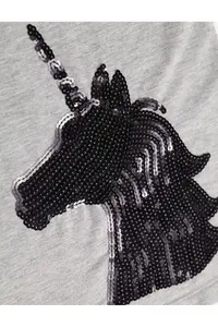 MSHB&G Gray Unicorn Sequin Embroidered Girls' Summer Dress - Image 6