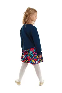 MSHB&G Floral, Leopard, Ruffled Navy Blue Girl's Dress - Image 2