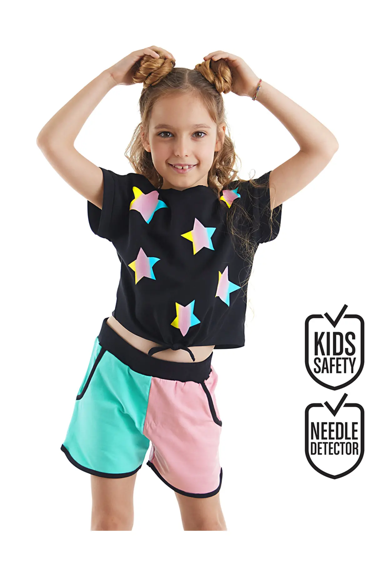 MSHB&G Colorful Star Girls' Summer T-Shirt Shorts Set
