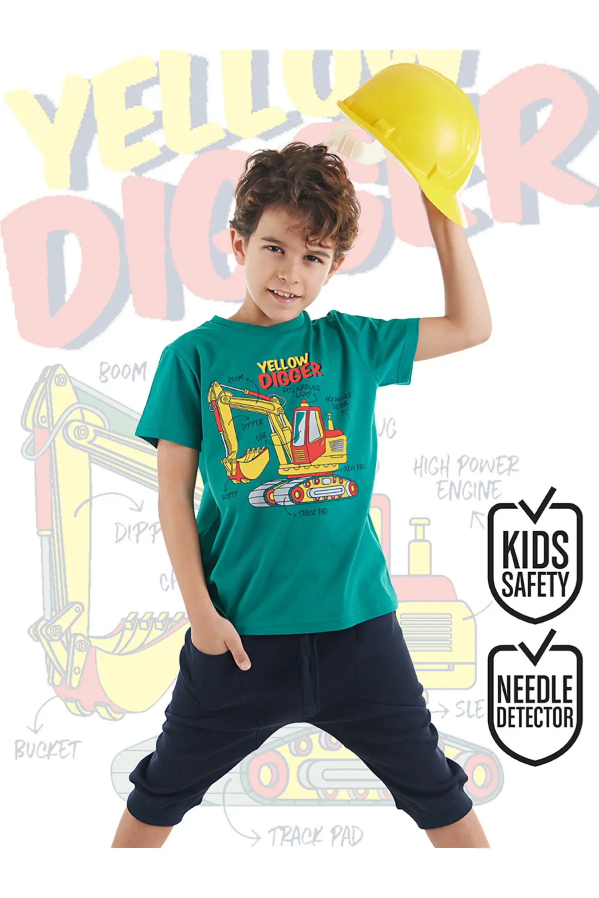 MSHB&G Yellow Digger Boys' T-Shirt Capri Shorts Set