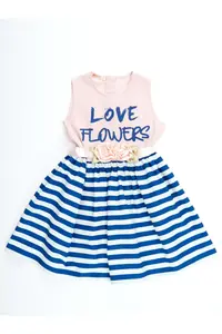 MSHB&G Floral Striped Girls' Pink Summer Dress - Image 4