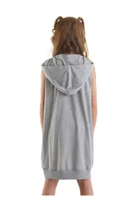 MSHB&G We Rock Gray Melange Hooded Pocket Sleeveless Girls' Dress - Image 2