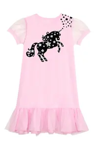 MSHB&G Starry Unicorn Girl's Pink Tulle Frilly Summer Dress - Image 3