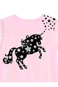 MSHB&G Starry Unicorn Girl's Pink Tulle Frilly Summer Dress - Image 5
