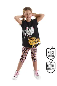 MSHB&G Leopard and Zebra Girl's Summer Tunic T-shirt Tights Set