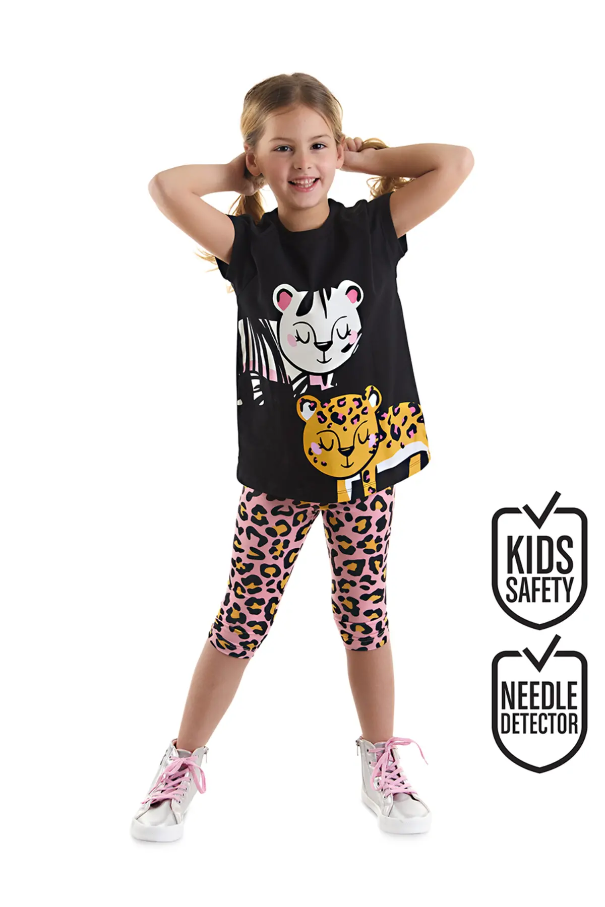 MSHB&G Leopard and Zebra Girl's Summer Tunic T-shirt Tights Set