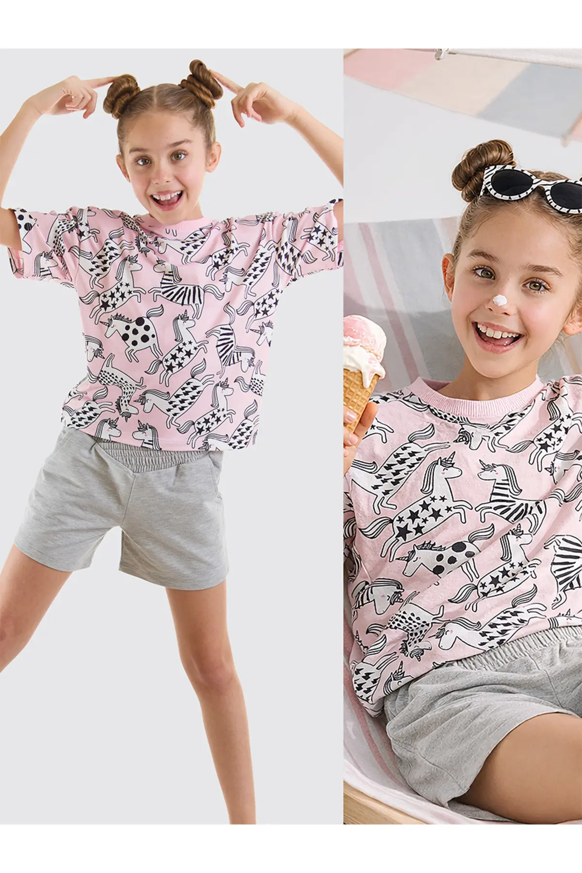 MSHB&G Unicorn Gang Girl's Summer Comfortable T-Shirt Shorts Set