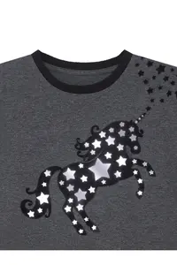 MSHB&G Starry Unicorn Ruffled Girl's Summer Gray Dress - Image 5